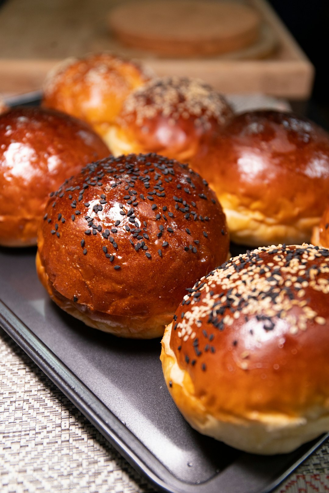 Homemade Czech buchty pastries on a baking tray